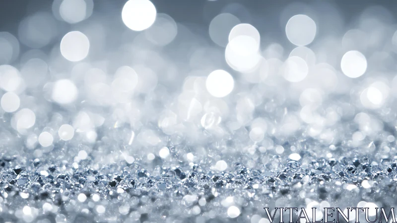 Sparkling Silver Glitter Macro with Soft Bokeh Background.