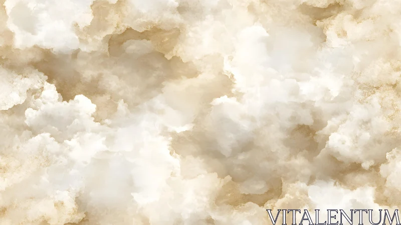 Soft Beige and White Watercolor Clouds Abstract Background.