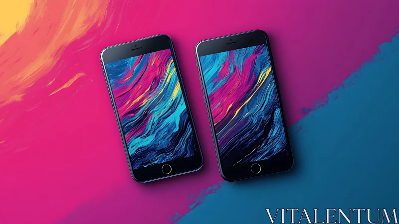Two Phones Display Mesmerizing Fluid Art Wallpapers