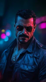 Neon-soaked night carves a brooding vigilante from shadow