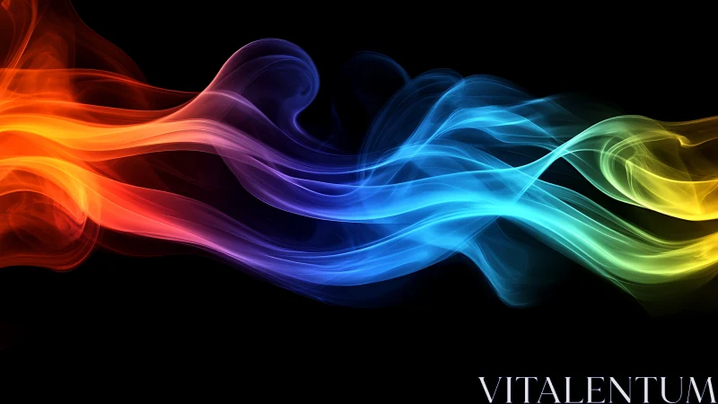 Colorful flowing light waves dancing across darkness.