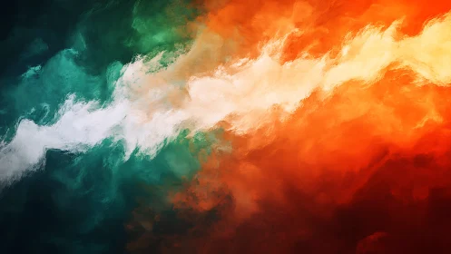 Diagonal tricolor abstract cloud with textured gradients.