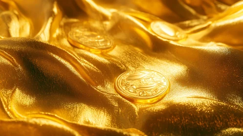 Velvet waves of gold cradle scattered luminous coins tonight