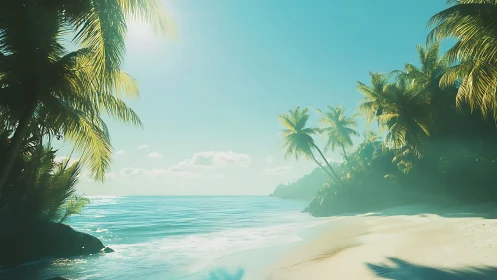 Turquoise Paradise: Where Palms Kiss the Horizon.