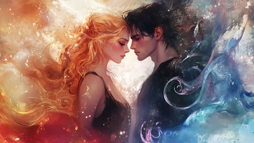 Dichromatic Figures with Opposed Elemental Energy Manifestations and Luminous Effects