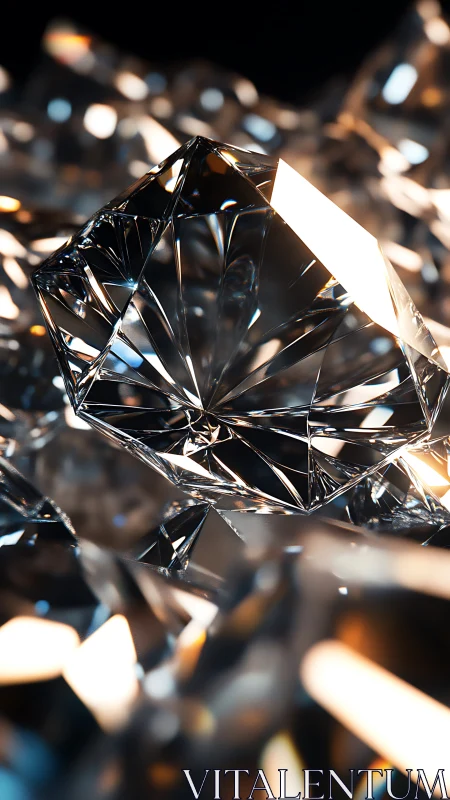 Macro-rendered diamond facets capture prismatic light dynamics