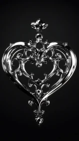 Ornate Heart-Shaped Pendant Against Black