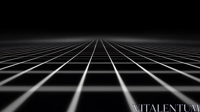 Perspective grid plane recedes into black horizon with subtle depth haze