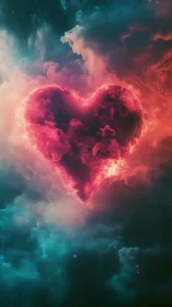 Glowing Cosmic Heart Burning with Luminous Energy and Wonder