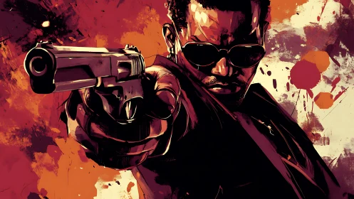 Gun-barrel stare rewrites the rules of painted tension