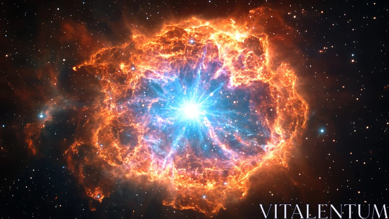 Stellar supernova bloom with radiant blue core explosion.