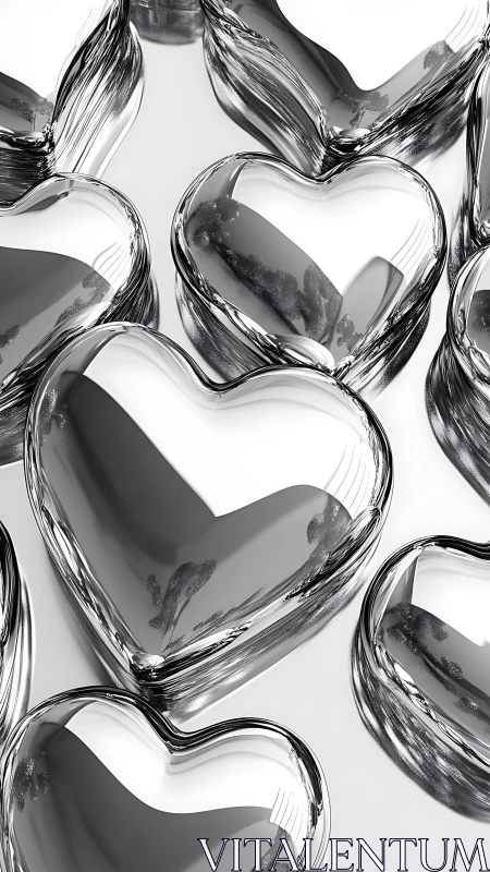 Translucent glass hearts arranged in monochrome composition.