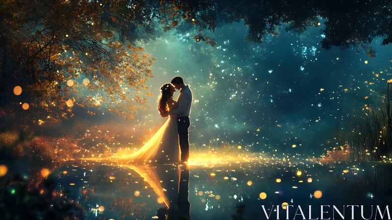Luminescent Lovers Dance Through Stardust Reverie.