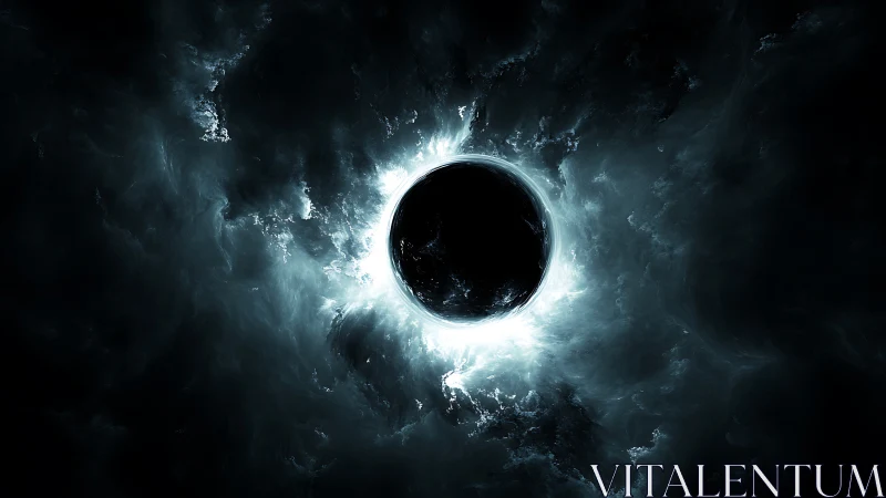 Mystic cosmic void glows softly at the heart of swirling space