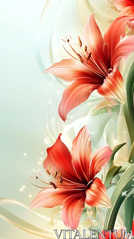 Radiant Red Lilies Blooming in Luminous Light