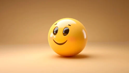 Cheerful 3D Smiley Face on Warm Gradient Background.