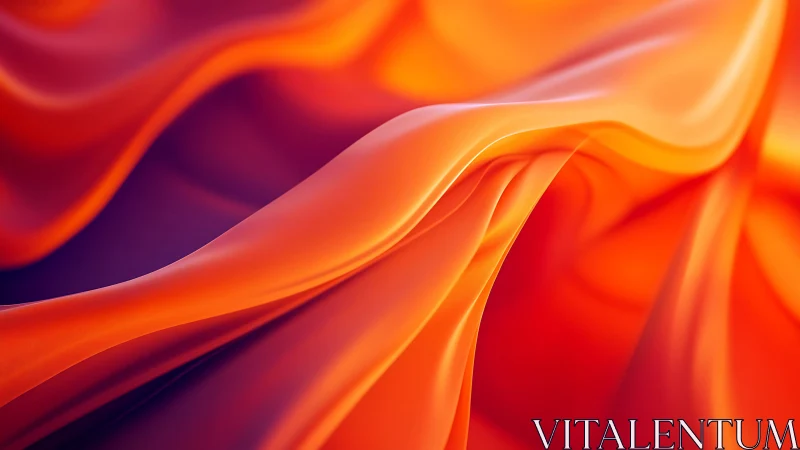 Orange and purple flowing folds form smooth abstract waves