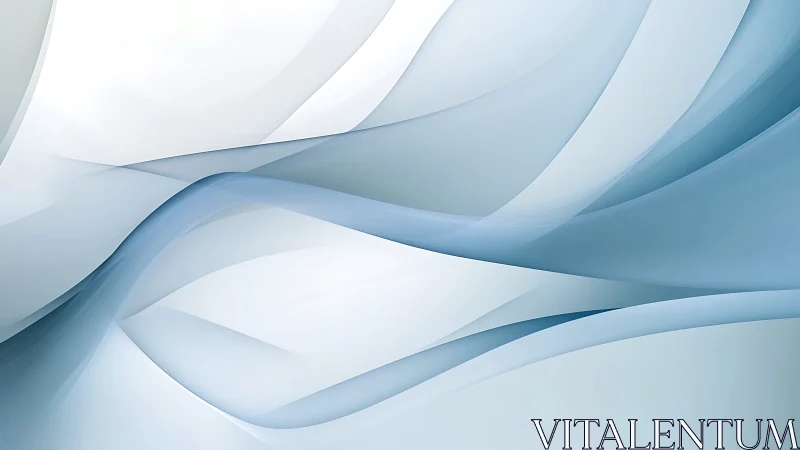 Curved translucent blue ribbons form layered fluid waves