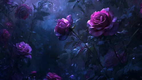 Luminous Peonies in Nocturnal Haze