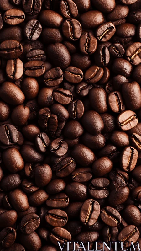Close-up pattern of roasted coffee beans in warm light.