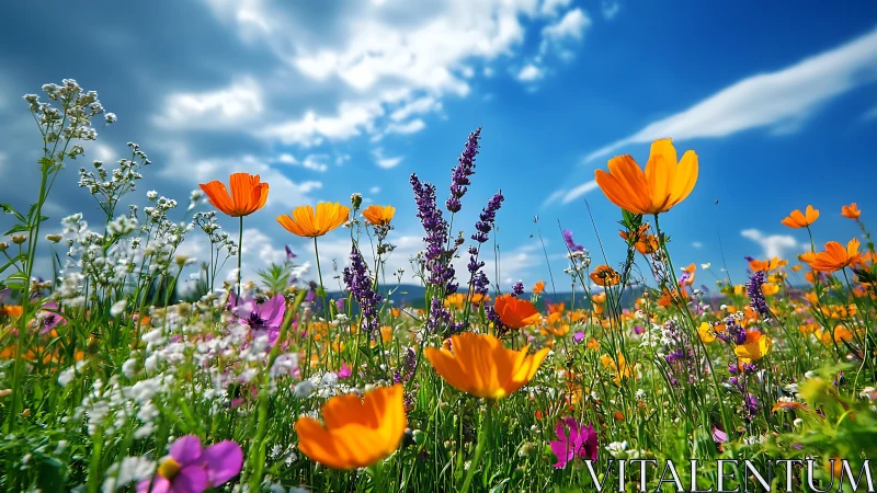 Wildflower Meadow in Radiant Sunlight.