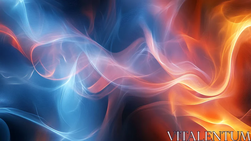 Ethereal Light Waves. Blue-Orange Energy Flow.