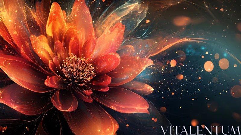 Nebula Bloom Unfurling in Firelit Cosmic Petals.