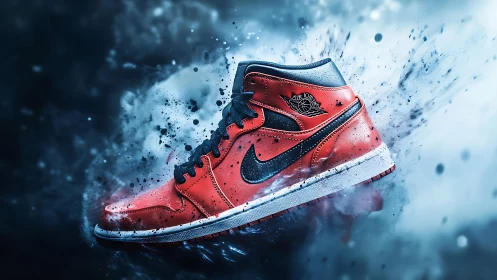 Bold red sneaker bursting with energy and street style.