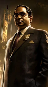 Statesman in amber light commands a towering urban legacy.