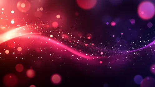 Neon bokeh wave arcs through vibrant magenta night field.