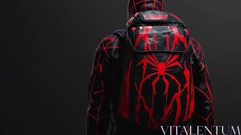 Neon web-runner backpack blazes with red arachnid power.