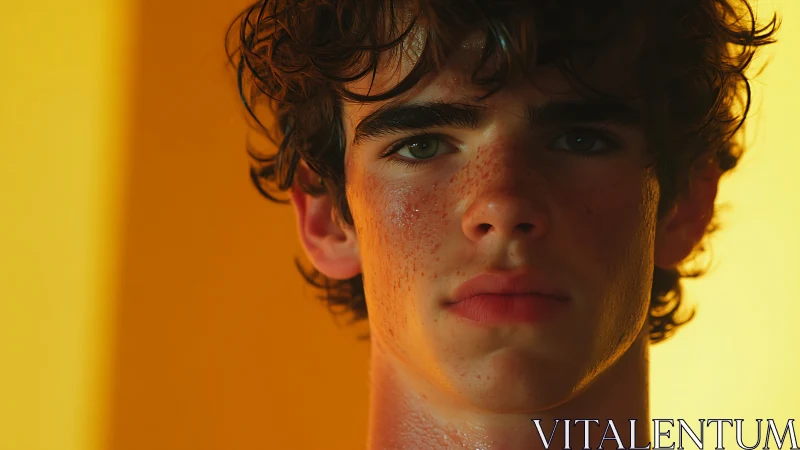 Sunlit freckled gaze caught between shadow and wildfire gold.