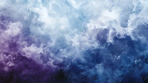 Violet and ice cloudscape merges in swirling luminous mist