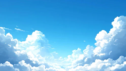 Cloud-filled blue sky shows dense cumulus formations