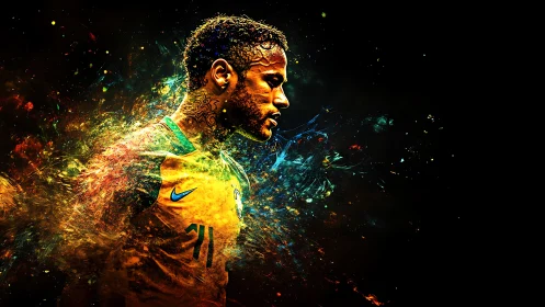 Side profile digital artwork of soccer player in motion.