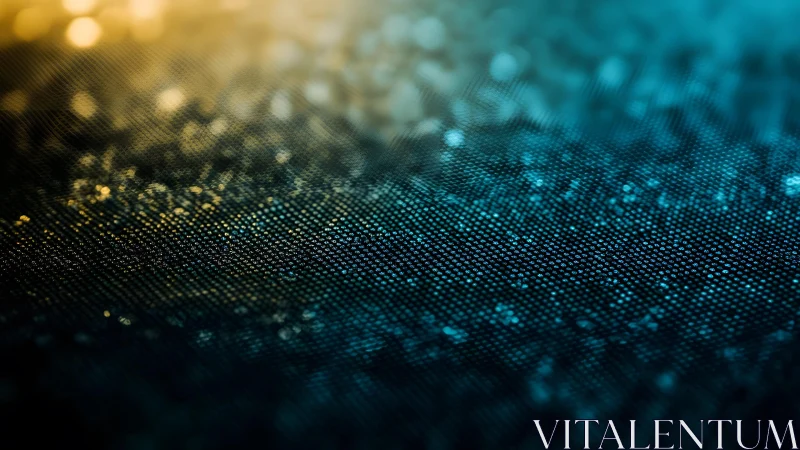Abstract macro of shimmering fabric texture in blue and gold light.