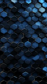 Hexagonal blue metallic grid with textured lighting pattern.
