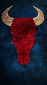 Bold red bull emblem on grunge navy textured backdrop.