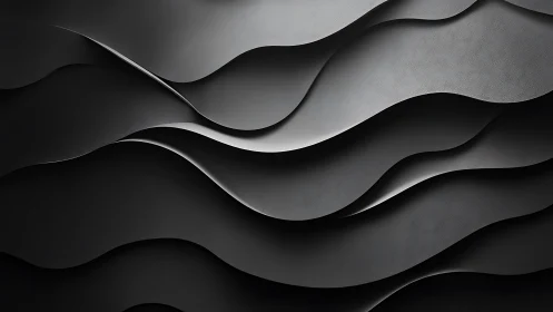 Sculpted black curves form a serene, modern wave surface