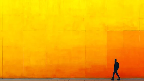 Solitary silhouette drifting beneath a blazing orange horizon.