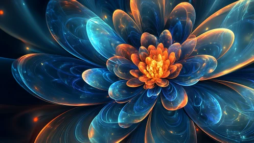 Radiant fractal flower rendered in luminous digital painting