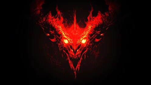 Infernal flame demon visage forged from searing strokes.