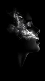Whispered smoke tracing the midnight curve of a calm face.