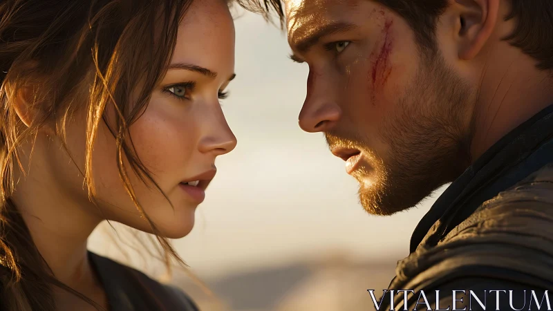 Intense close-up standoff between determined young survivors.