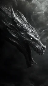 Shadow-forged dragon roars from storm-dark swirling clouds