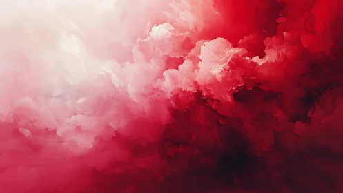 Abstract red and white cloudscape digital painting with dramatic contrast.