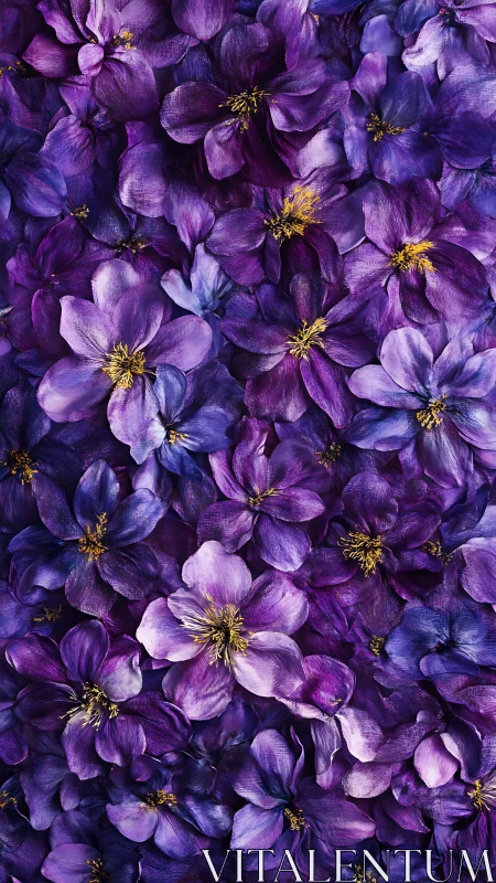 Purple Clematis Blooms in Macro Detail.