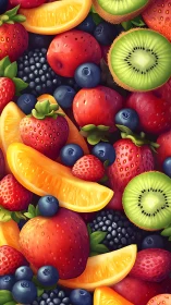 Juicy rainbow of summer fruit in a playful close-up feast.