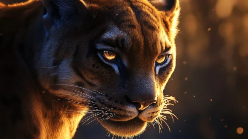 Golden Hour Felidae Portrait with Luminous Amber Eyes.