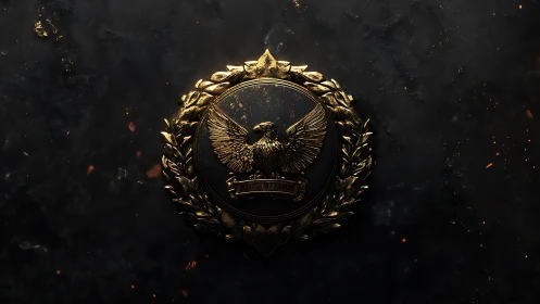 Ember crowned golden eagle emblem in storm-dark void.
